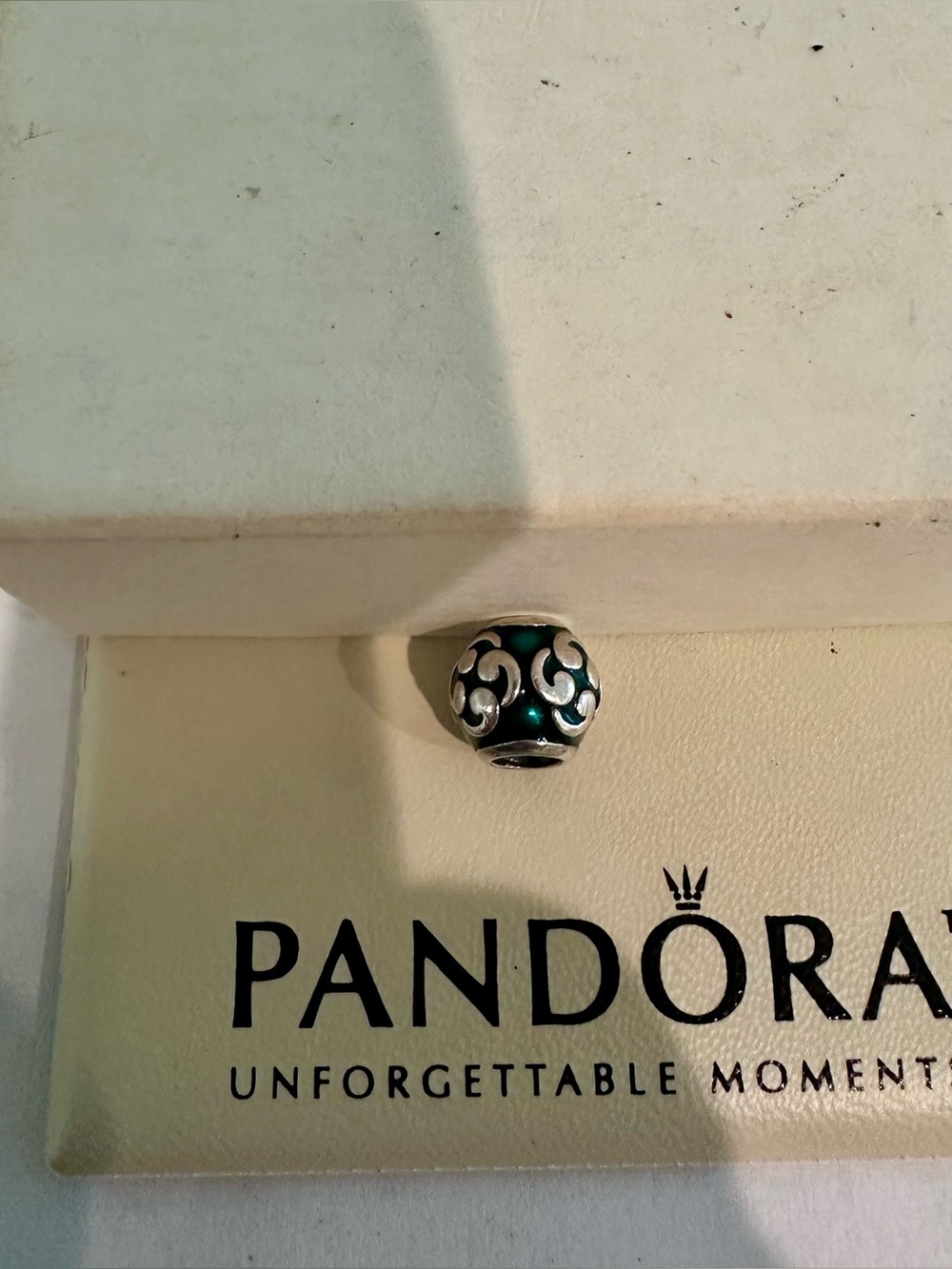 Pandora Silver Filigree Charm with Teal Enamel